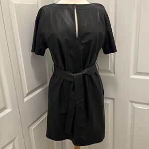 Theory Black Leather Belted Peep Chest Short Sleeve Shirt Dress size 6